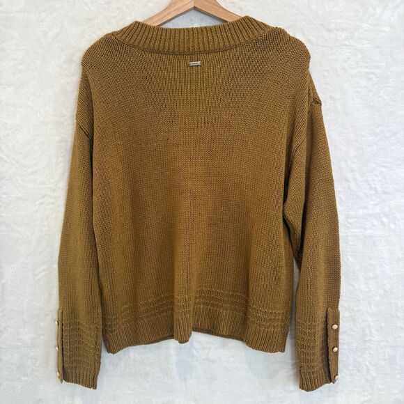 The Normal Brand Sweater Arlo V-neck Maple Glaze Button Cuff Women’s L - Picture 4 of 11
